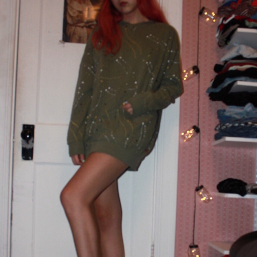 Long sleeve oversized sweater dress.